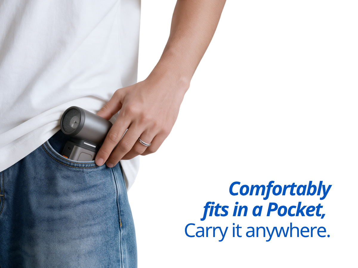 The Sweep S1 slipped into a jeans pocket. Comfortably fits in a pocket, carry it anywhere.